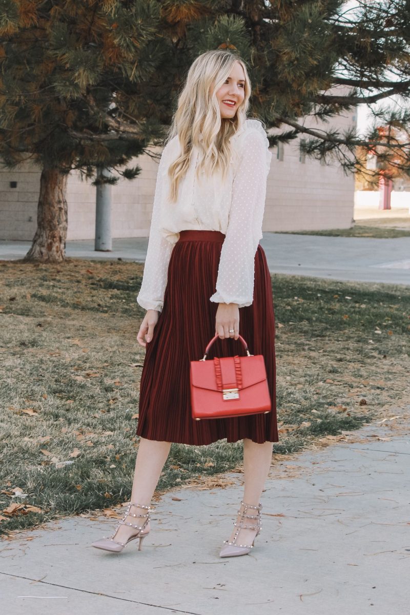 dressed up for the holidays in burgundy - Stripes in Bloom