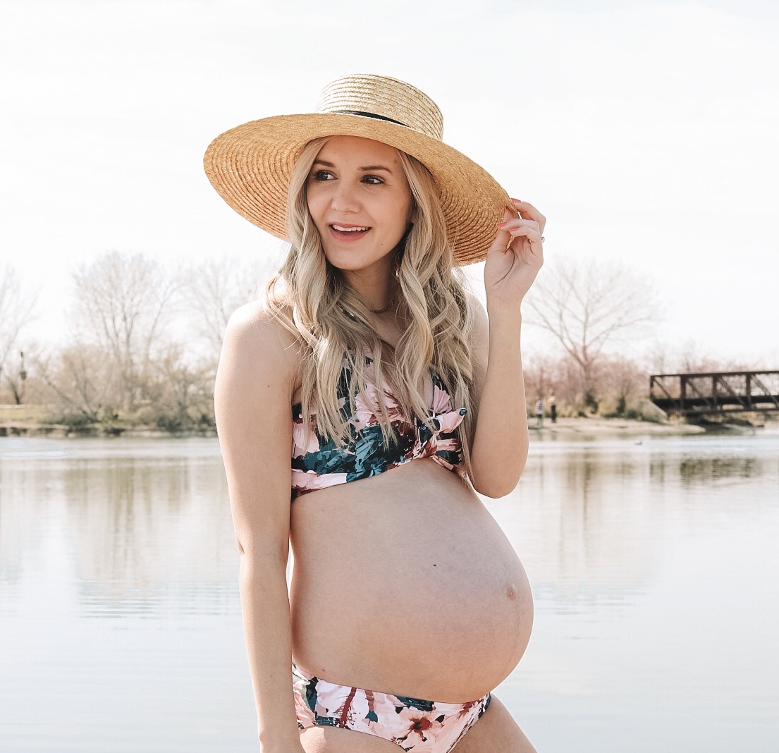 Albion Fit maternity swimwear style + body confidence - Stripes in Bloom