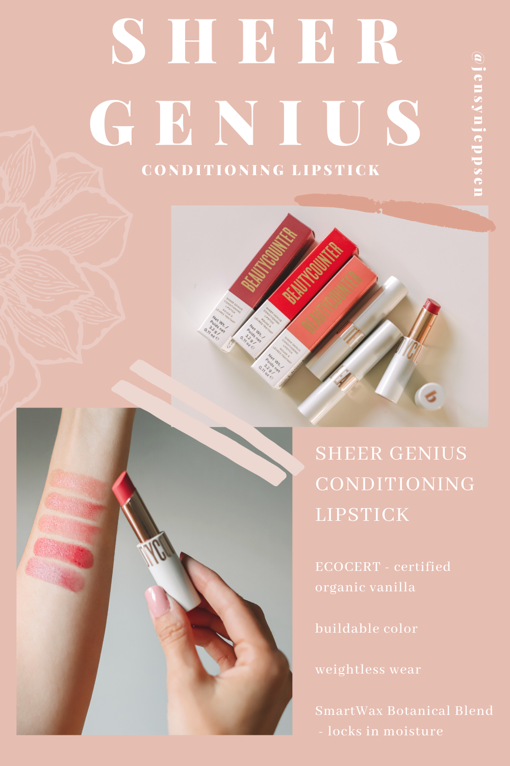 Sheer Genius Conditioning Lipstick, Certified Vegan & Cruelty Free, Rose  Shade